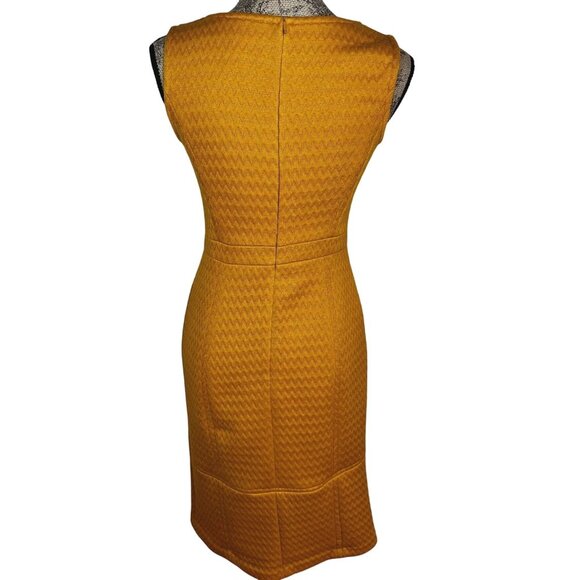 Anthropologie Tabitha Mustard Midi WomenDress Chevron Pattern Sleeveless Sz 4 EU - Picture 7 of 10